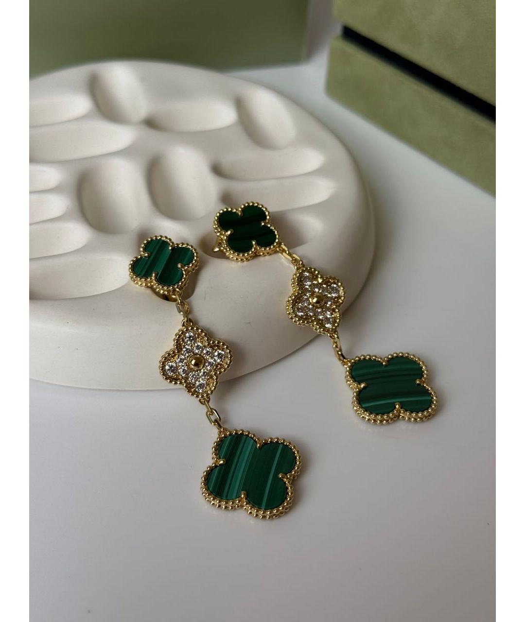 VAN CLEEF & ARPELS Зеленые серьги из желтого золота, фото 2
