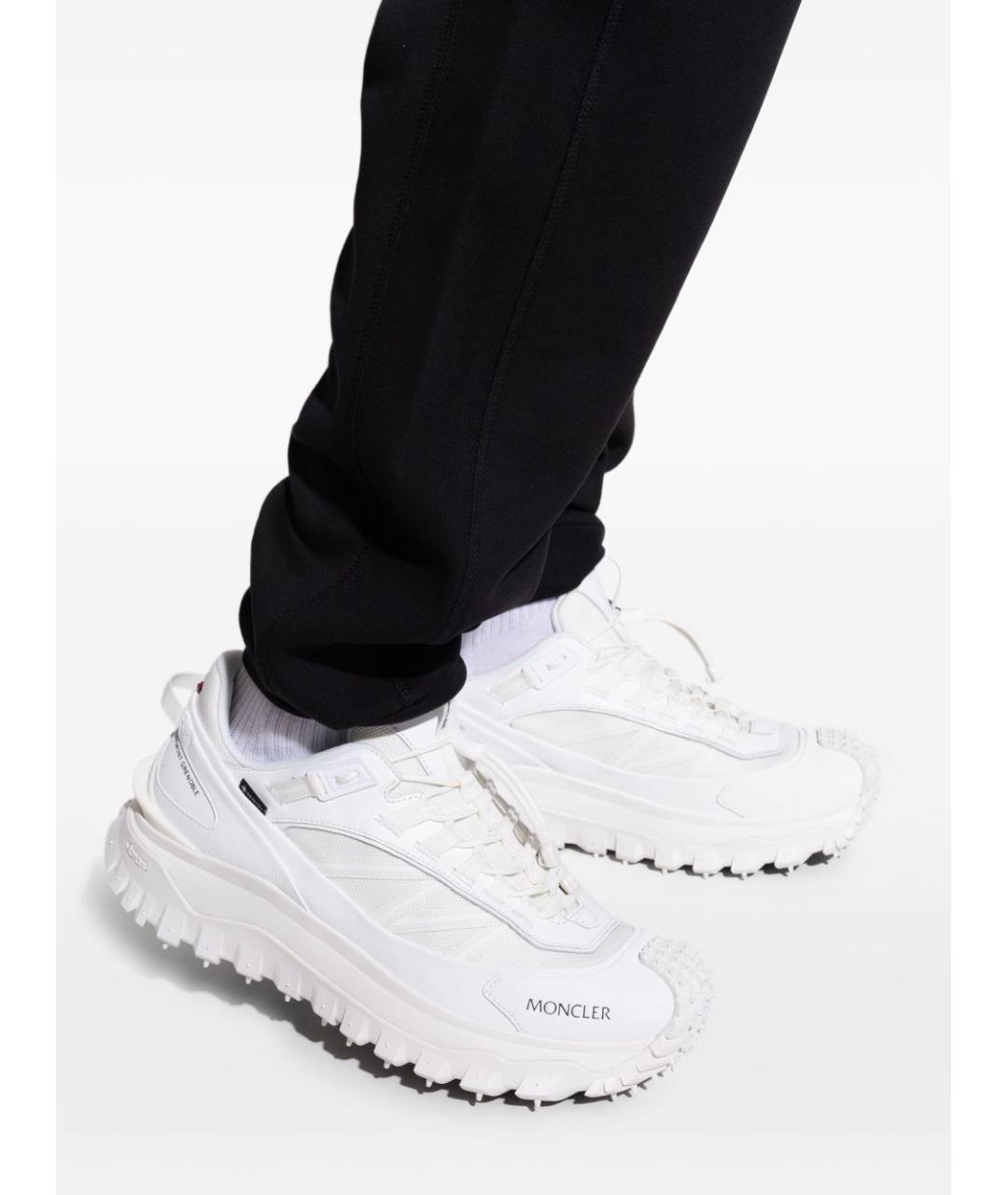 MONCLER Белые синтетические низкие кроссовки / кеды, фото 3
