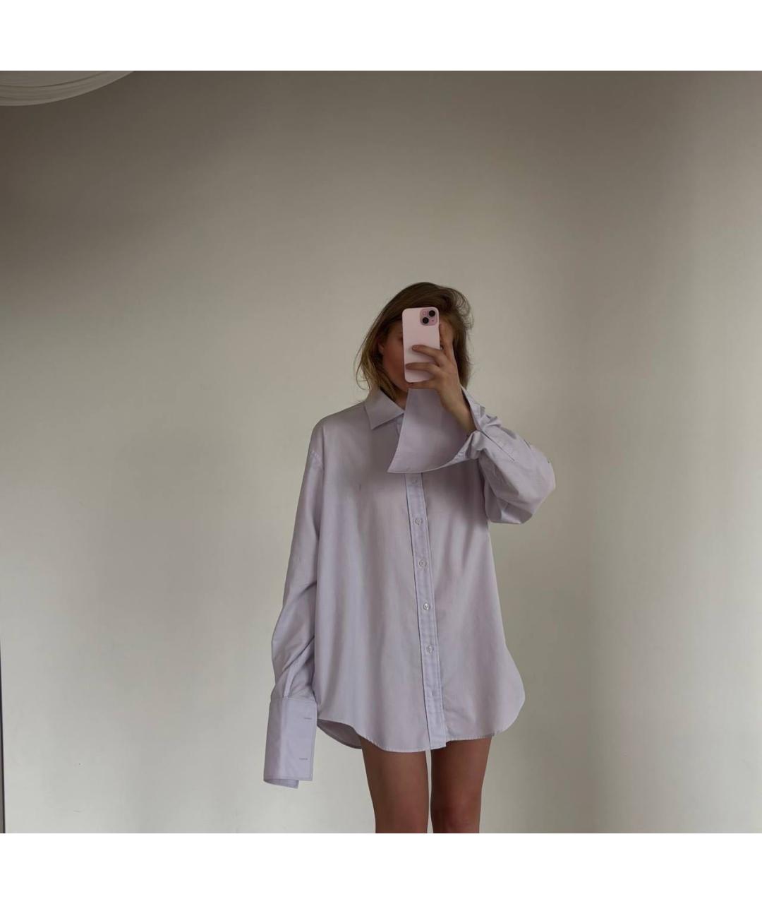 SAINT LAURENT Фиолетовая хлопко-полиэстеровая классическая рубашка, фото 7