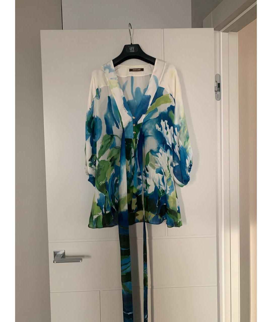ROBERTO CAVALLI Синяя шелковая блузы, фото 6