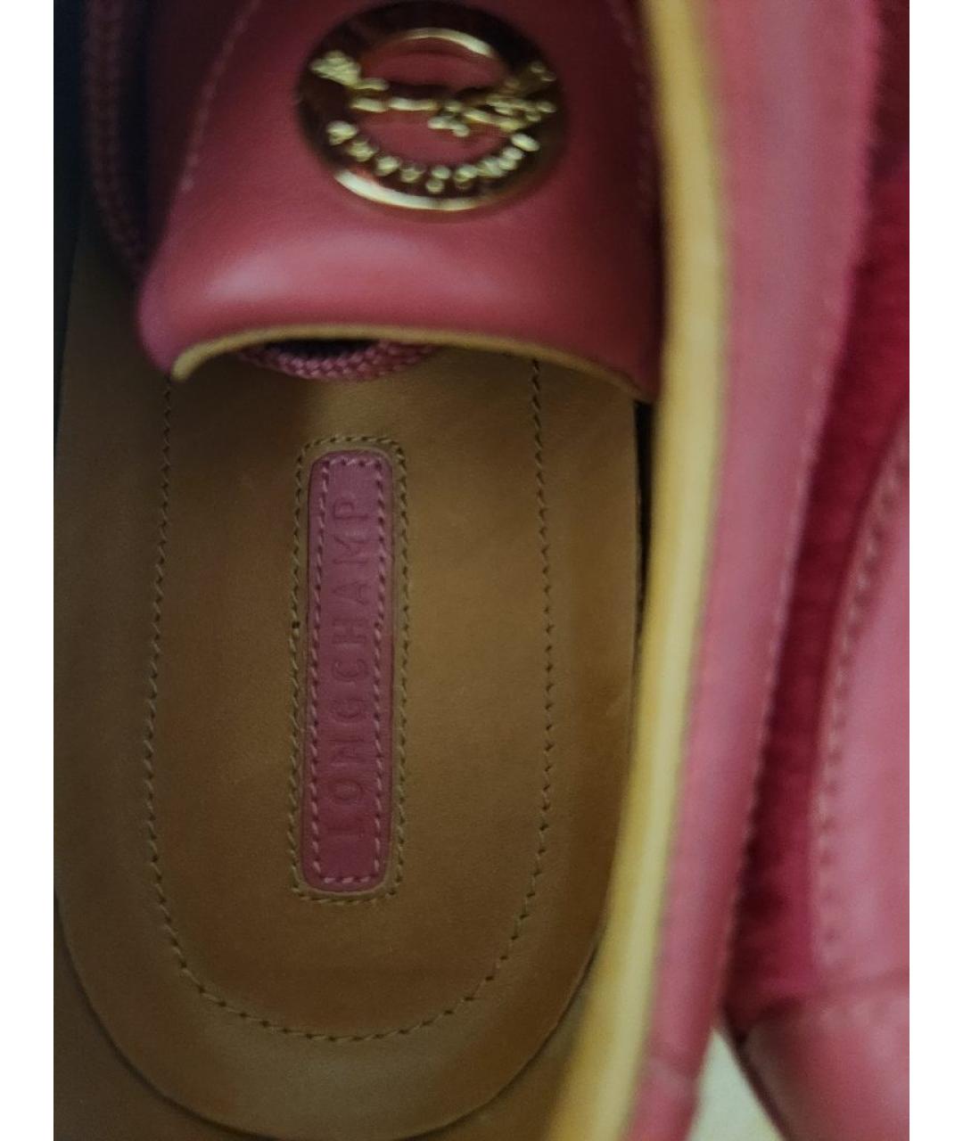 LONGCHAMP Бордовые кожаные кроссовки, фото 6