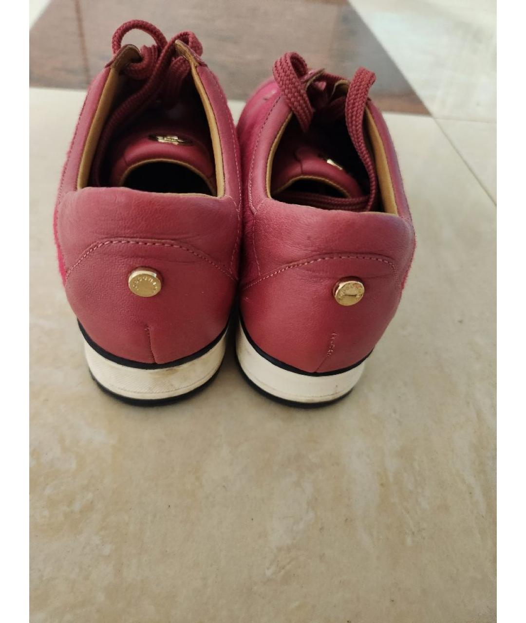 LONGCHAMP Бордовые кожаные кроссовки, фото 4
