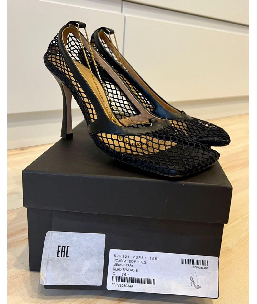 BOTTEGA VENETA Черные текстильные босоножки, фото 4