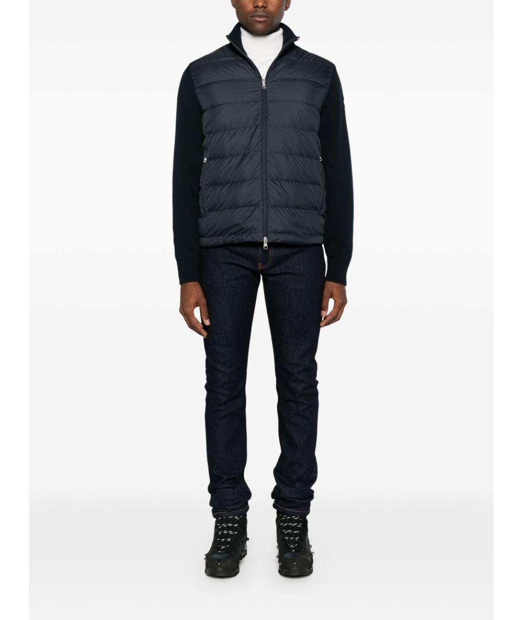 MONCLER Темно-синяя полиэстеровая куртка, фото 2