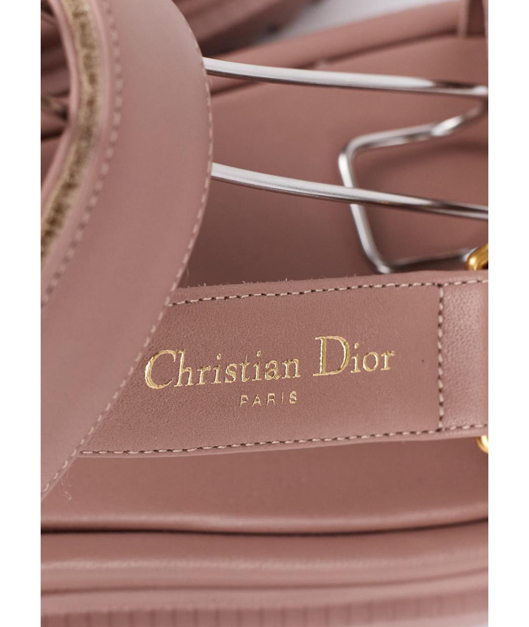 CHRISTIAN DIOR Бежевые кожаные сандалии, фото 5