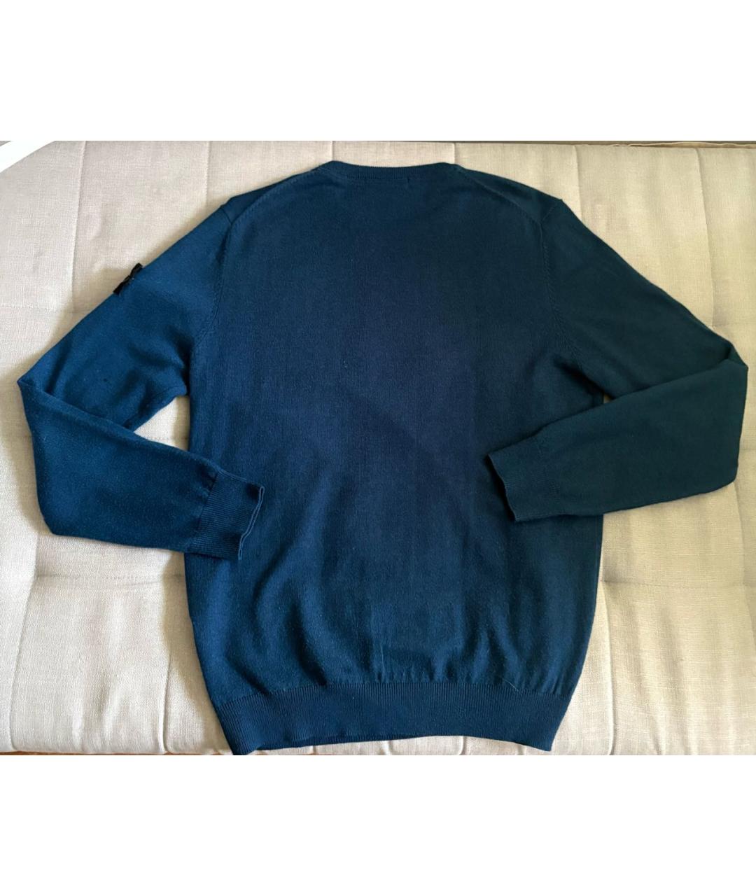 STONE ISLAND Темно-синий шерстяной джемпер / свитер, фото 2