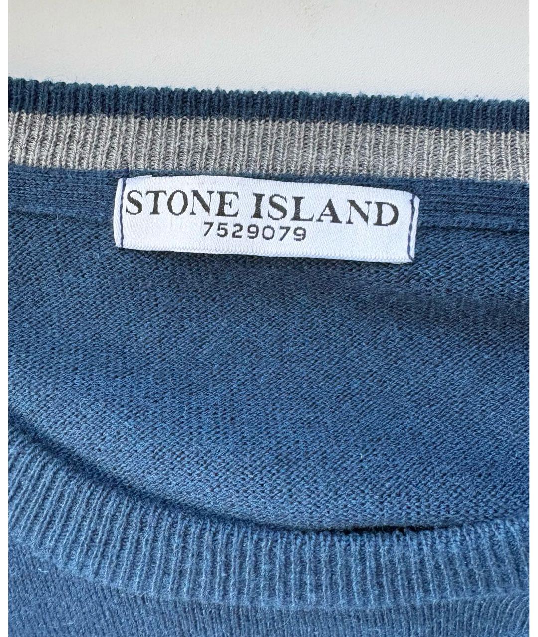 STONE ISLAND Темно-синий шерстяной джемпер / свитер, фото 5