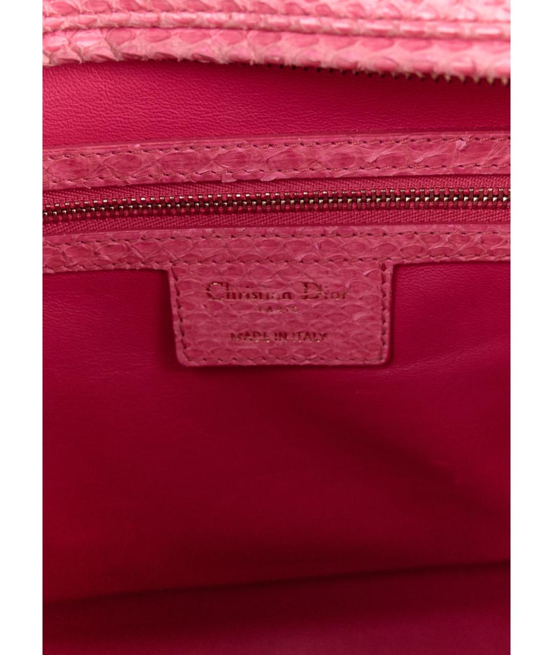 CHRISTIAN DIOR Розовая сумка тоут из экзотической кожи, фото 5