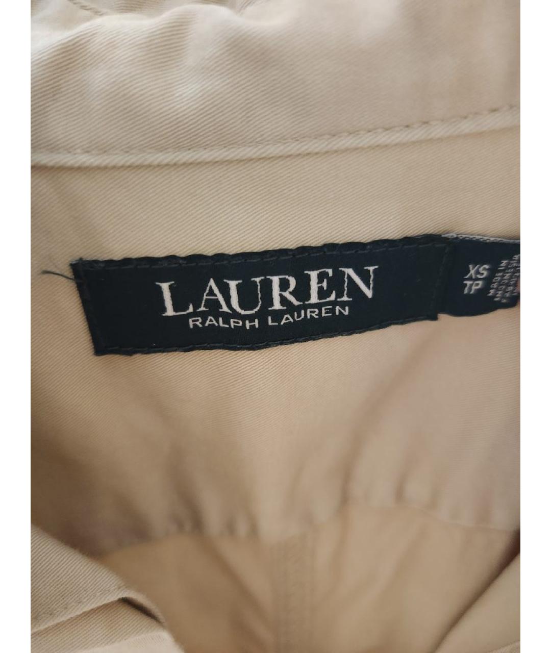 RALPH LAUREN Бежевое хлопко-эластановое повседневное платье, фото 5
