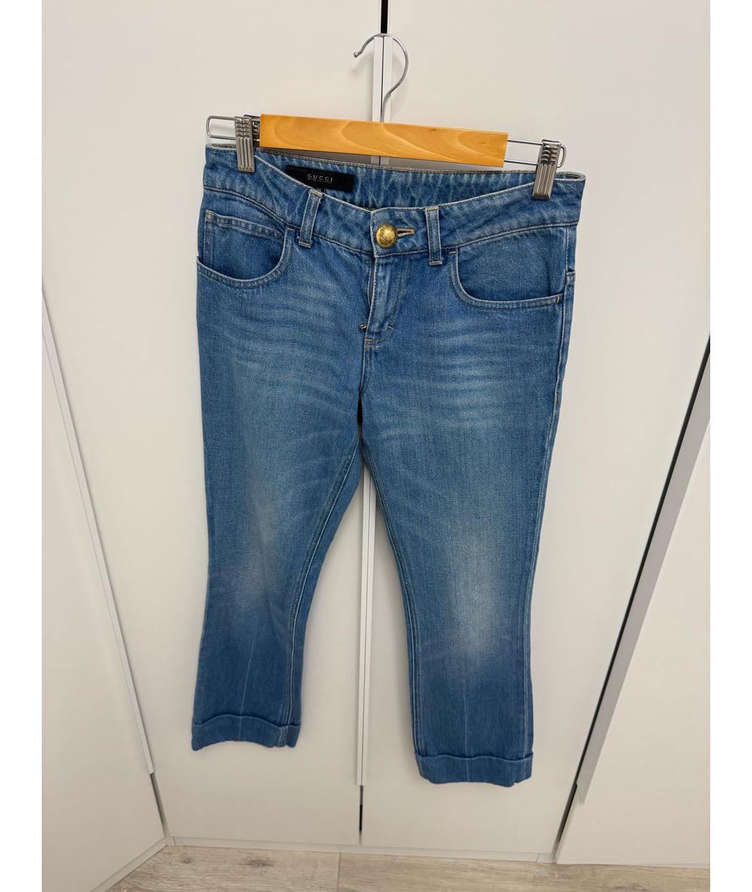 GUCCI Голубые хлопковые прямые джинсы, фото 6