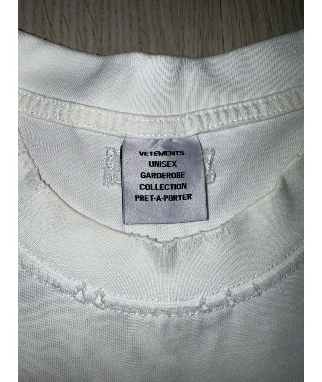VETEMENTS Белая хлопковая футболка, фото 3