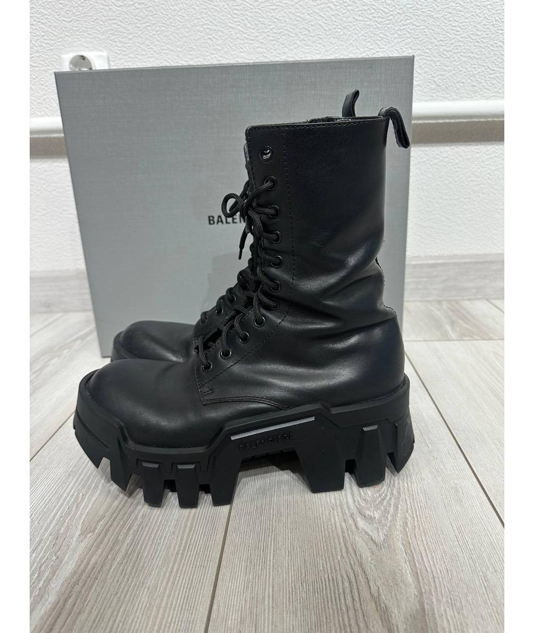 BALENCIAGA Черные кожаные ботинки, фото 2