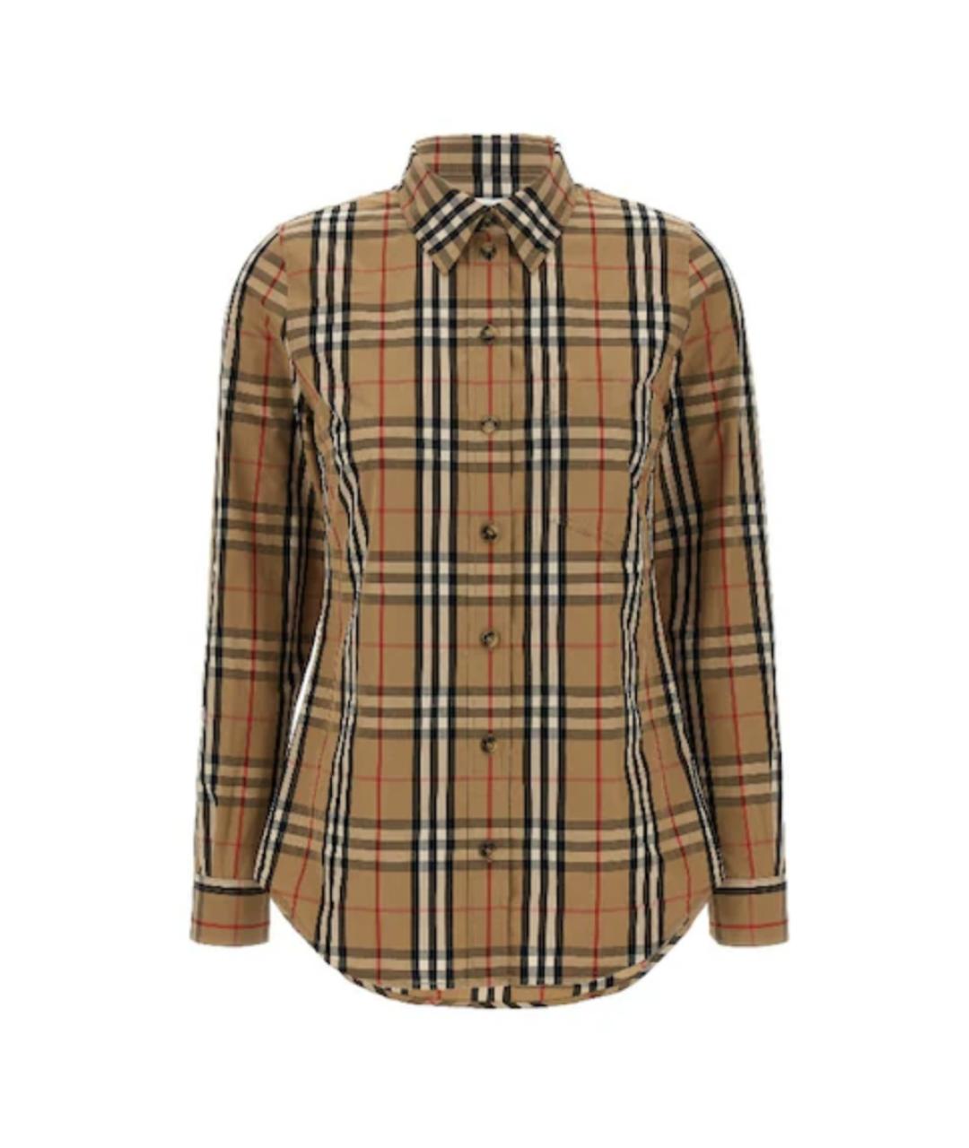 BURBERRY Бежевая хлопко-эластановая рубашка, фото 1