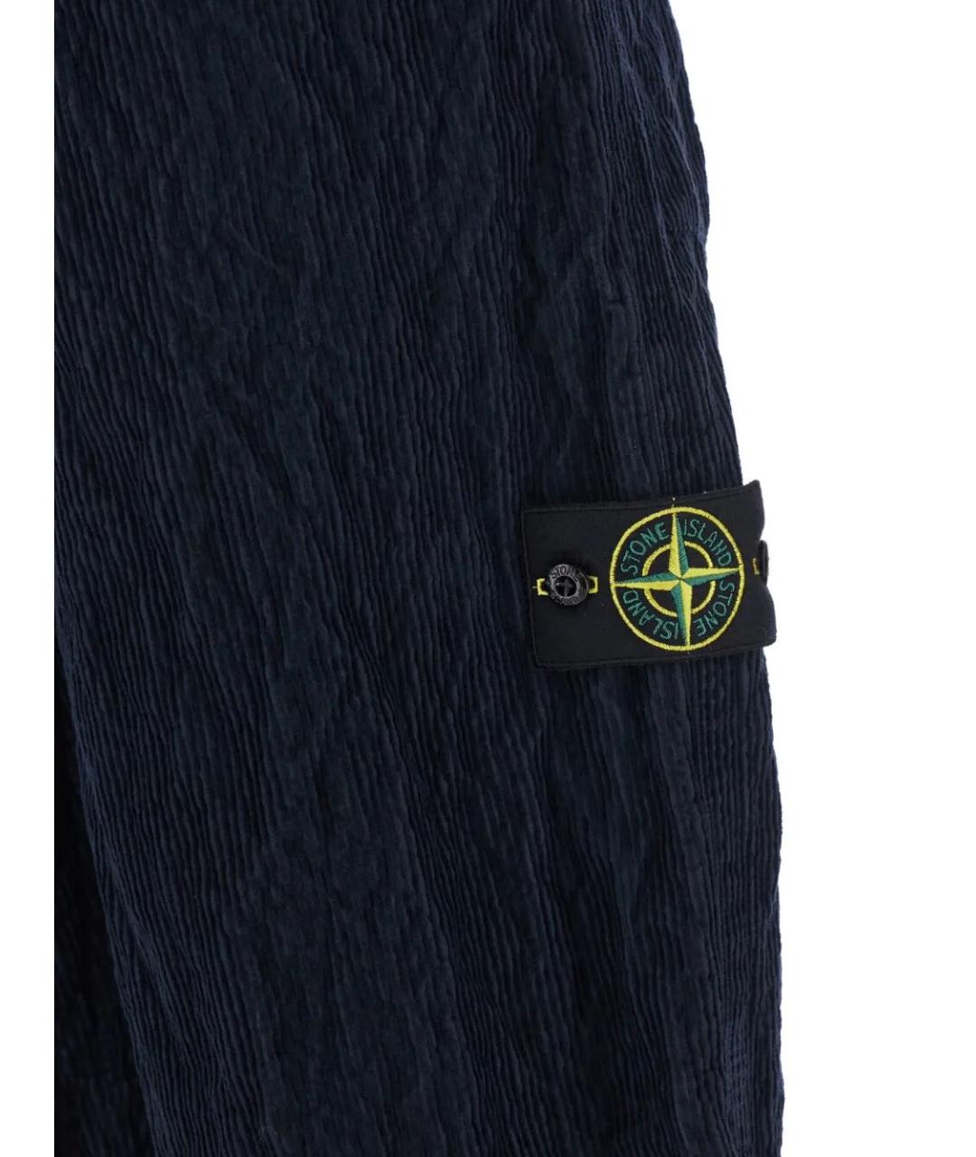 STONE ISLAND Синие хлопко-эластановые повседневные брюки, фото 3