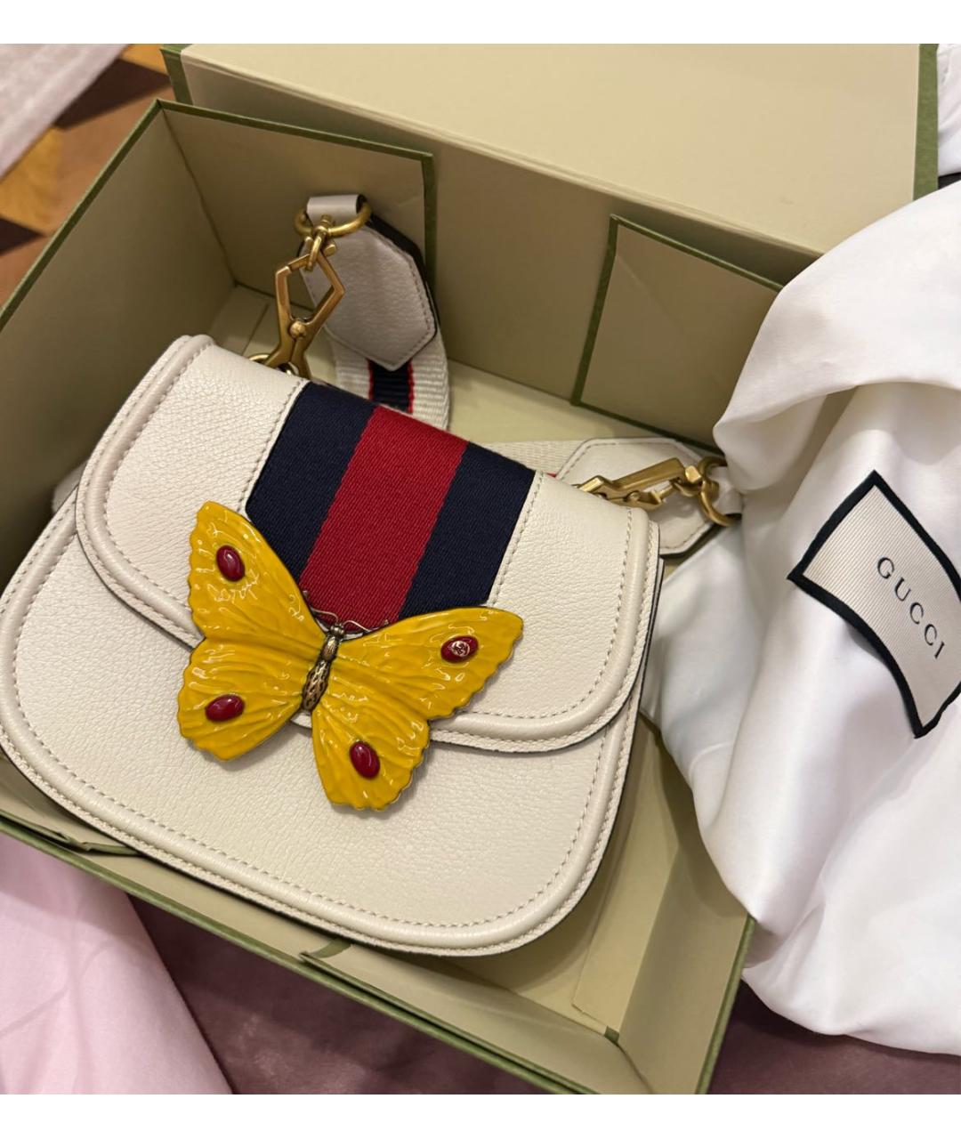 GUCCI Бежевая кожаная сумка через плечо, фото 7