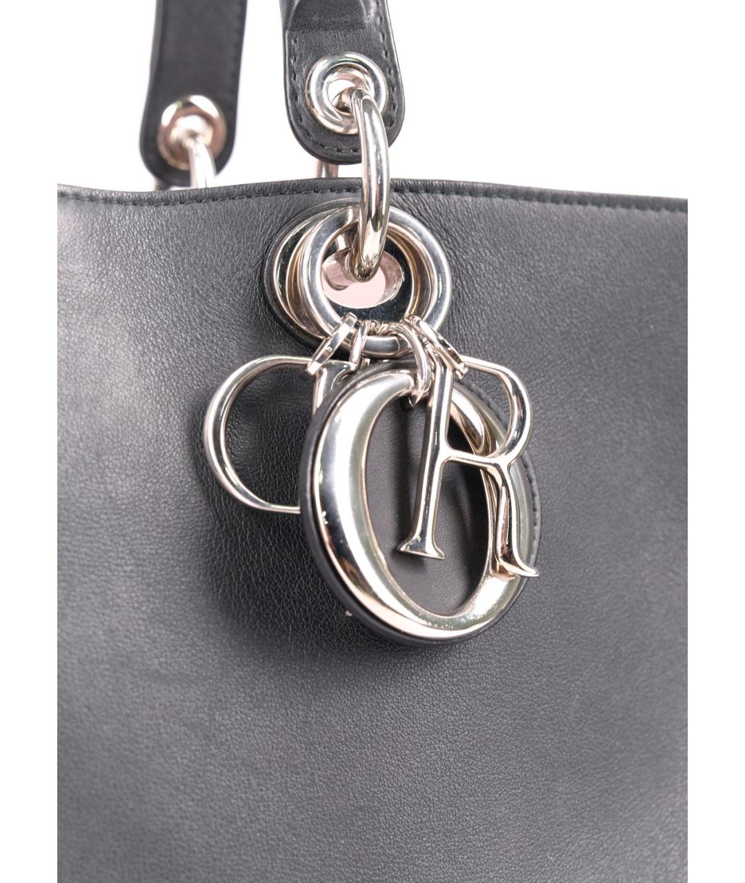 CHRISTIAN DIOR Черная кожаная сумка тоут, фото 5