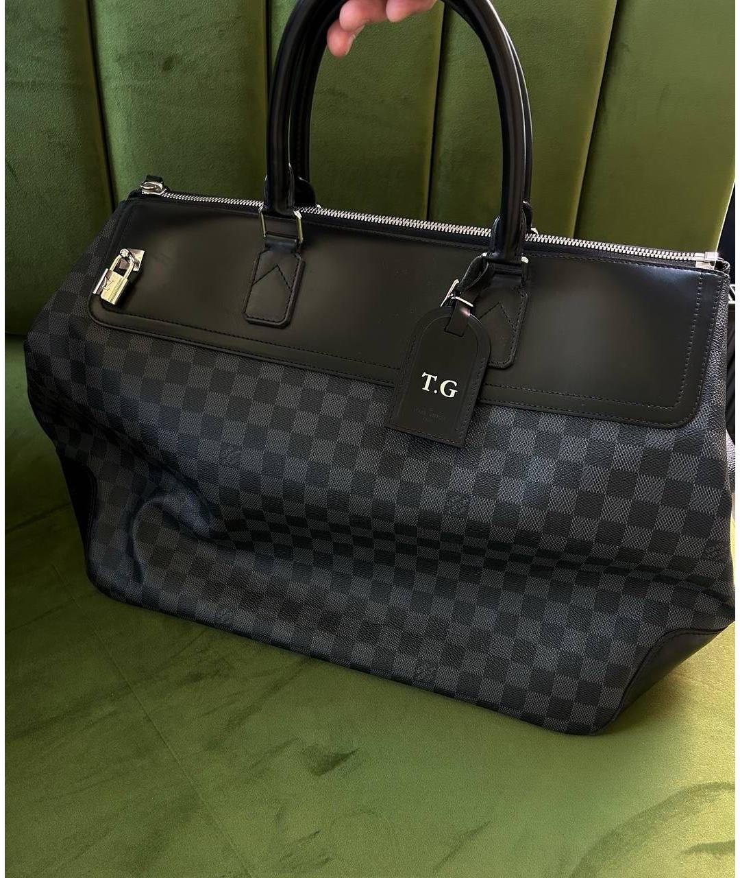 LOUIS VUITTON Черный кожаный портфель, фото 2