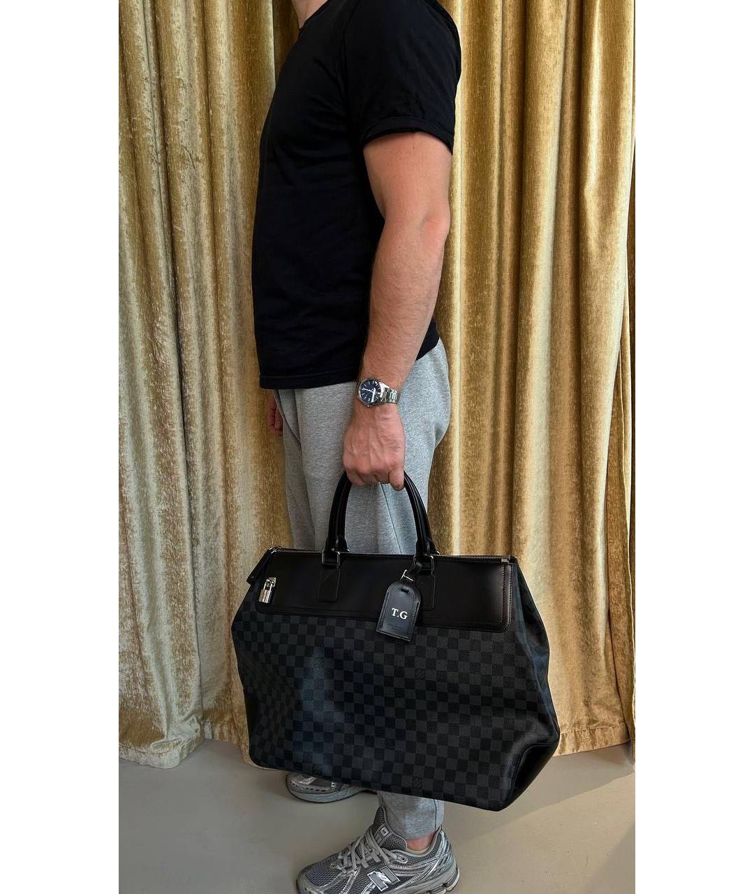 LOUIS VUITTON Черный кожаный портфель, фото 8