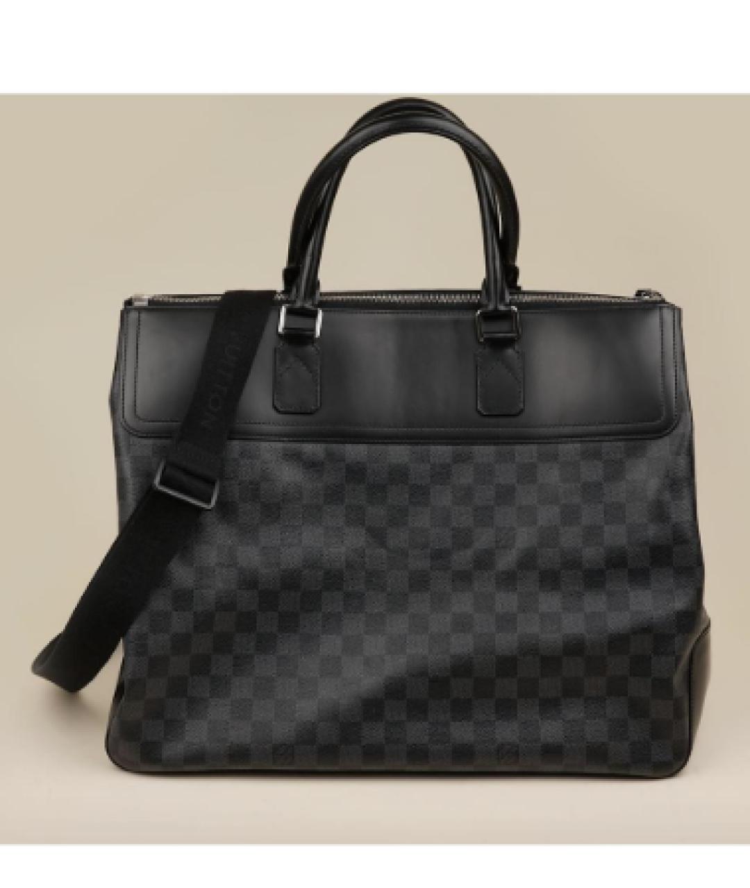LOUIS VUITTON Черный кожаный портфель, фото 9