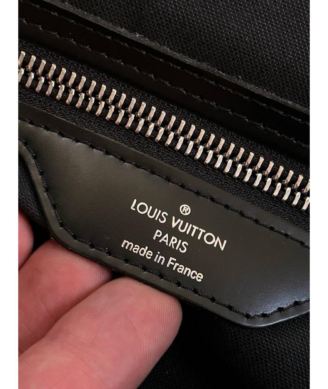 LOUIS VUITTON Черный кожаный портфель, фото 4