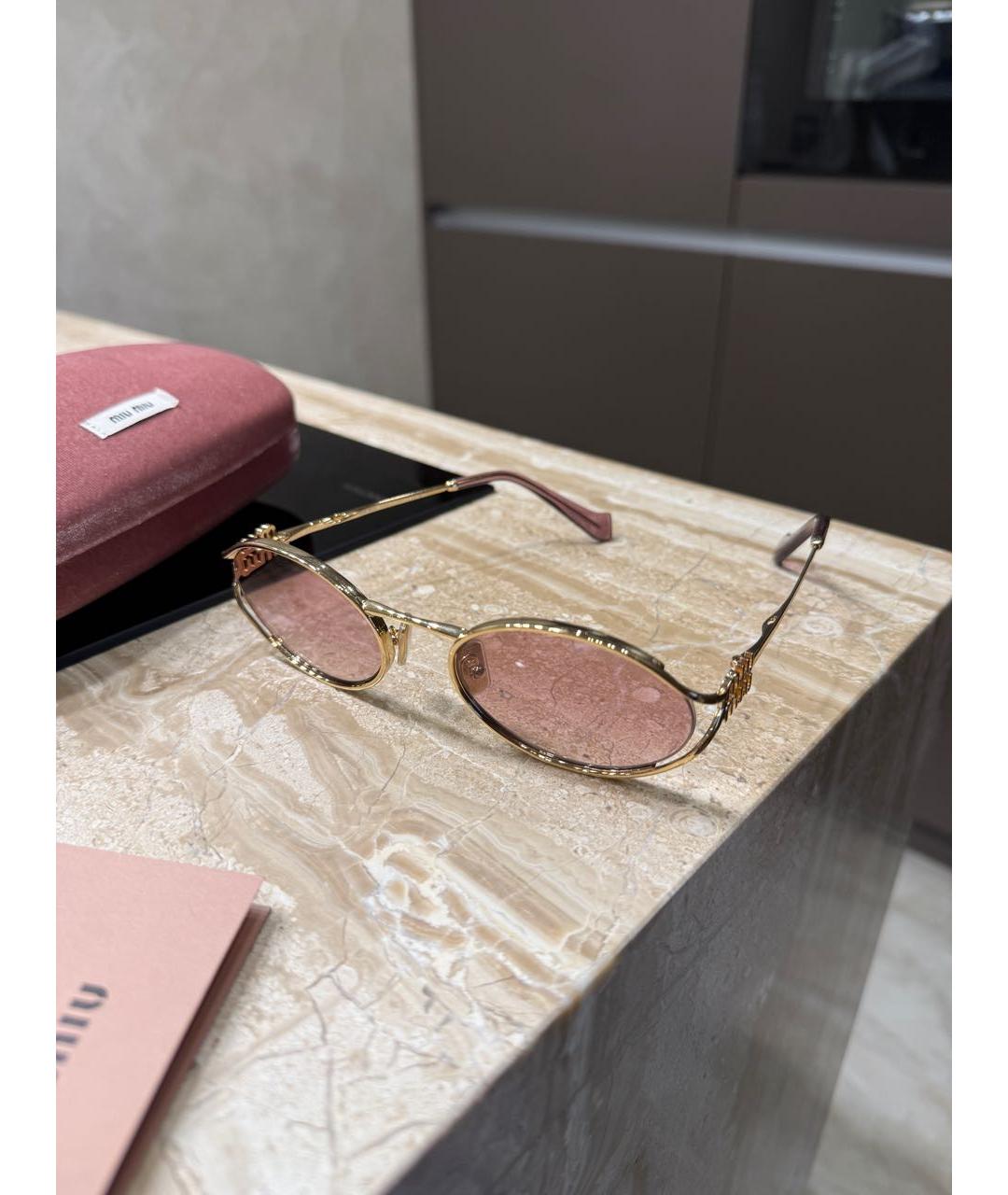 MIU MIU Розовые металлические солнцезащитные очки, фото 6