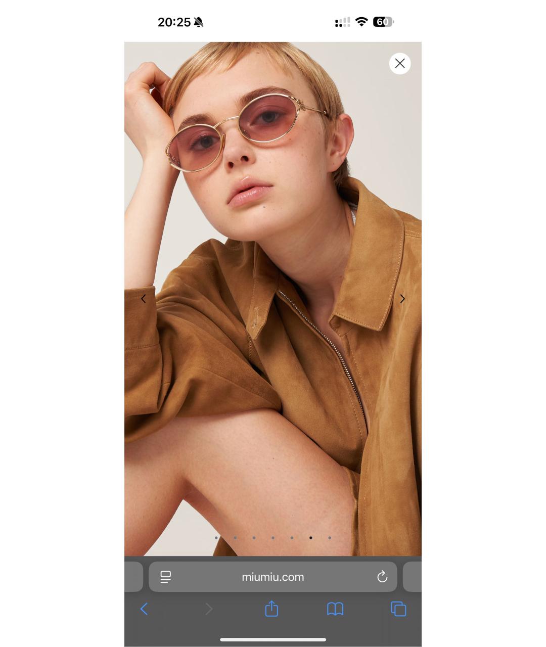 MIU MIU Розовые металлические солнцезащитные очки, фото 5