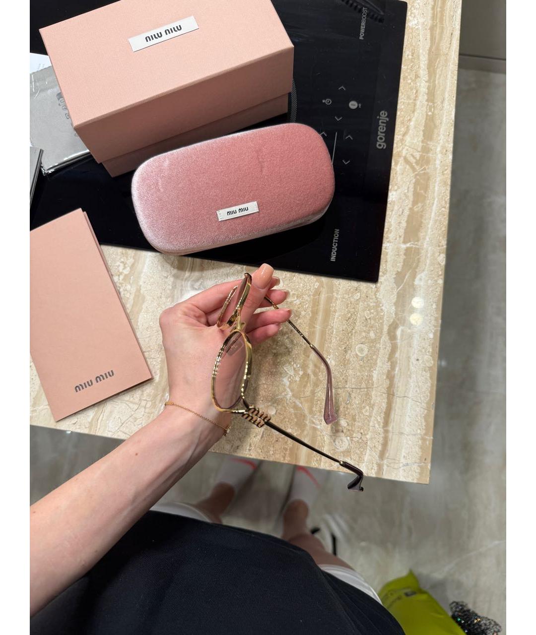 MIU MIU Розовые металлические солнцезащитные очки, фото 4