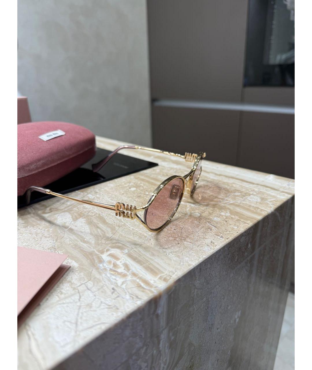 MIU MIU Розовые металлические солнцезащитные очки, фото 2