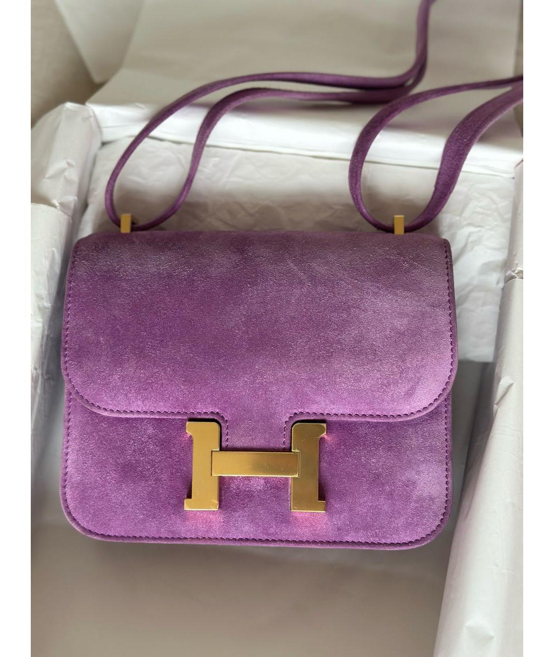 HERMES Фиолетовая замшевая сумка через плечо, фото 2