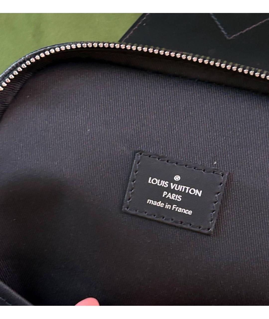 LOUIS VUITTON Черная кожаная барсетка, фото 4