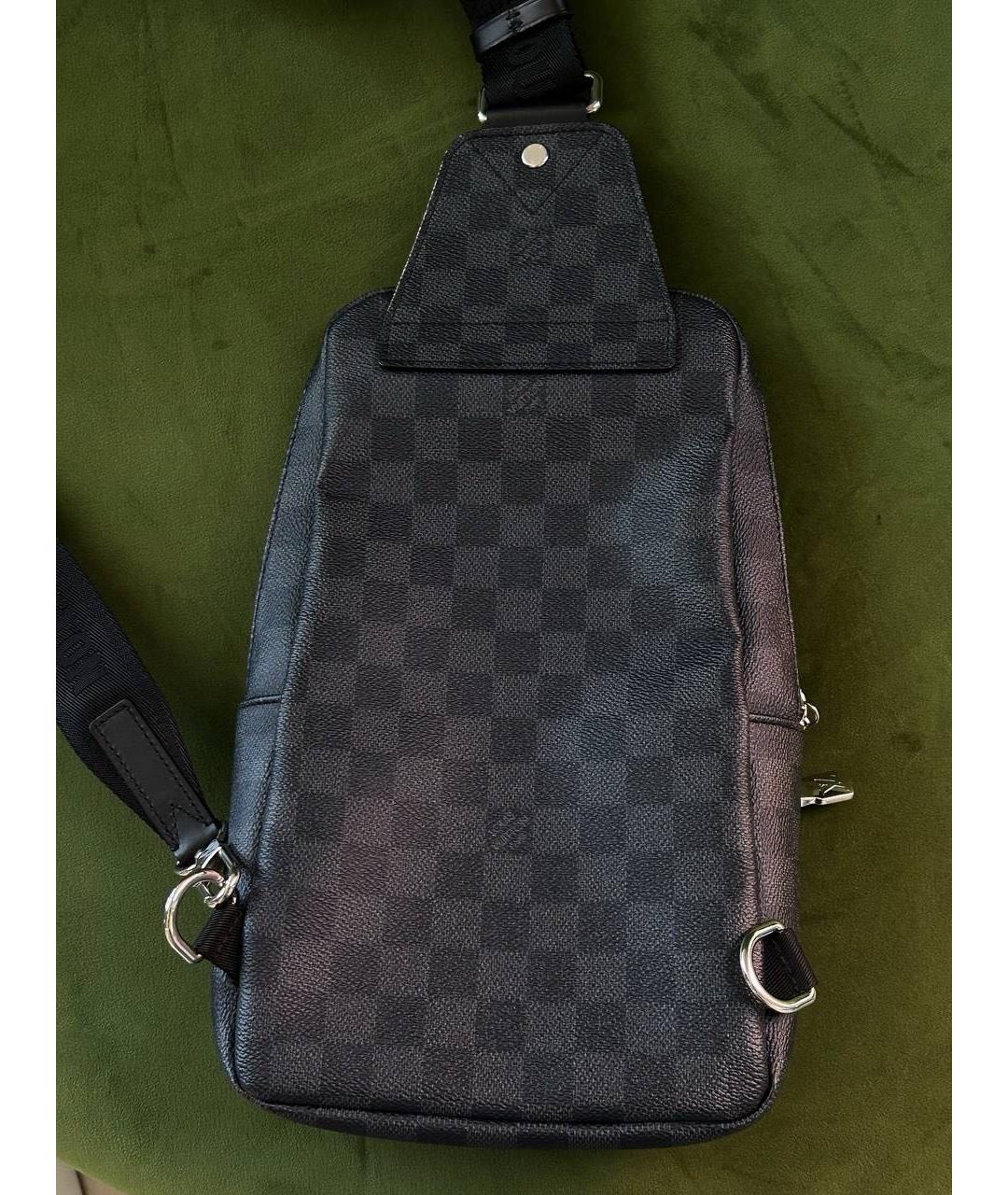 LOUIS VUITTON Черная кожаная барсетка, фото 2
