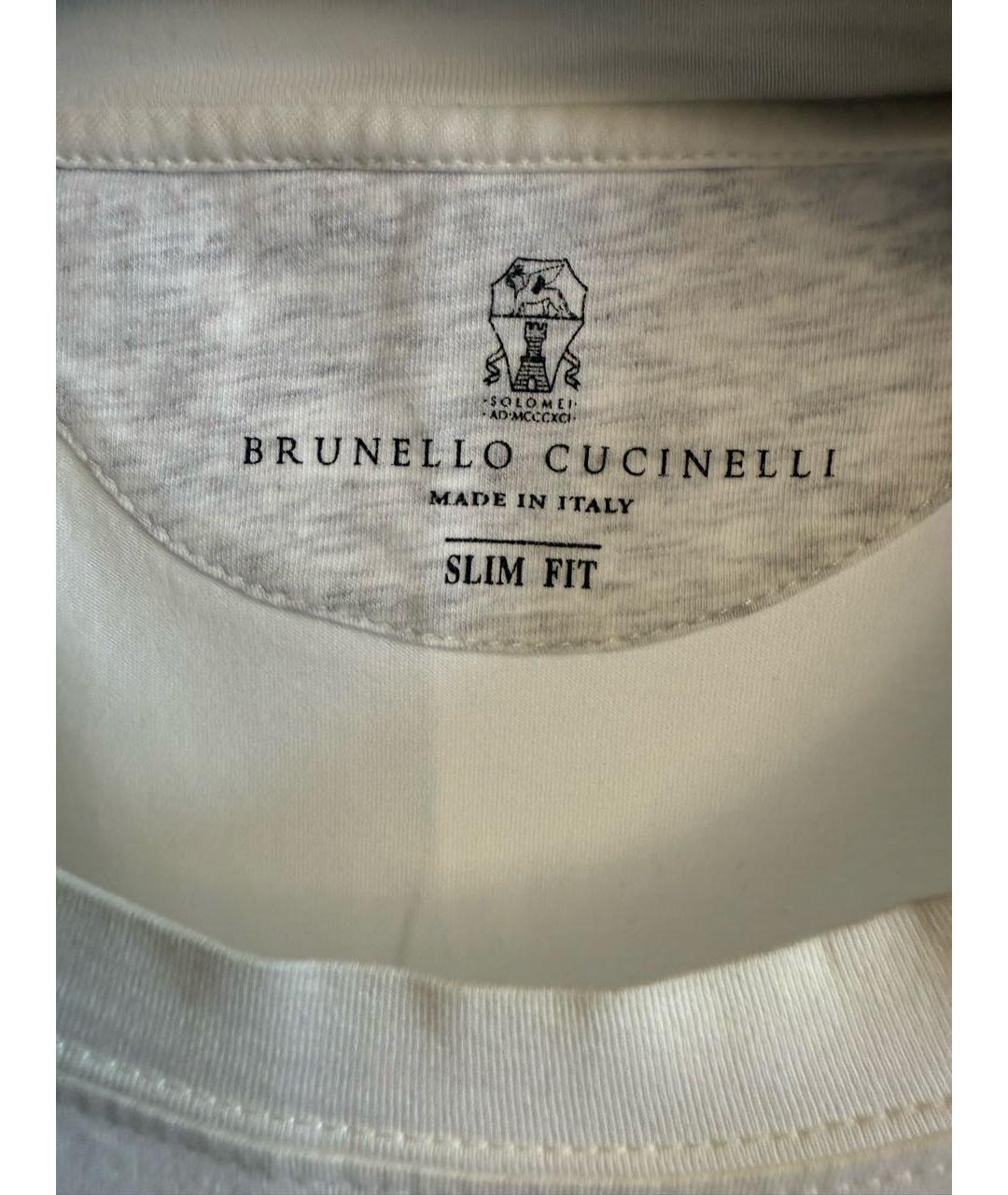BRUNELLO CUCINELLI Белая хлопковая футболка, фото 3