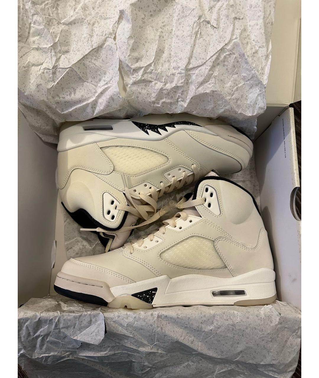 JORDAN Бежевые нубуковые высокие кроссовки / кеды, фото 9