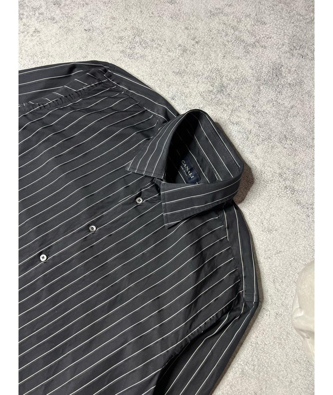 CANALI Черная хлопковая классическая рубашка, фото 4