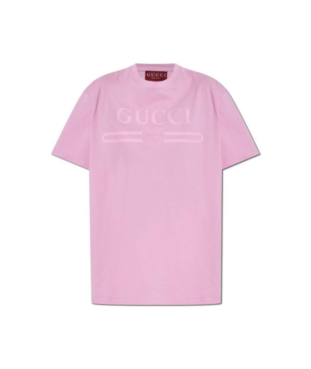 GUCCI Розовая хлопковая футболка, фото 1