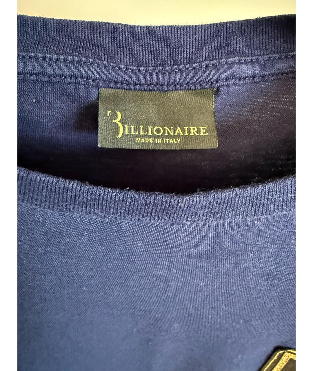 BILLIONAIRE Темно-синяя хлопковая футболка, фото 4
