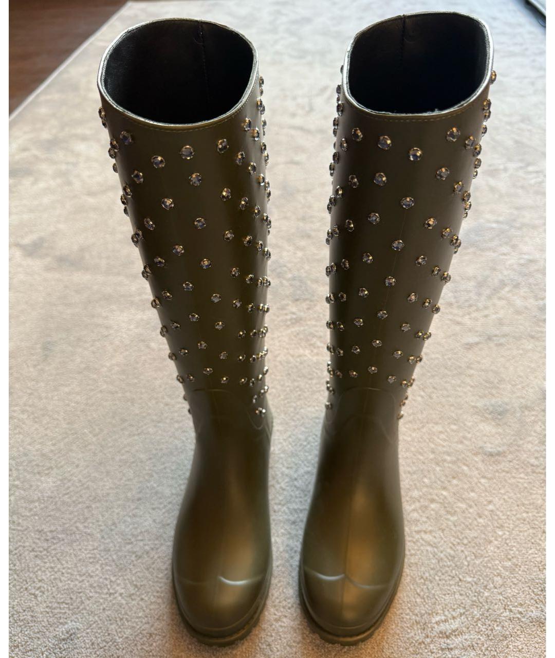 SAINT LAURENT Хаки резиновые сапоги, фото 2