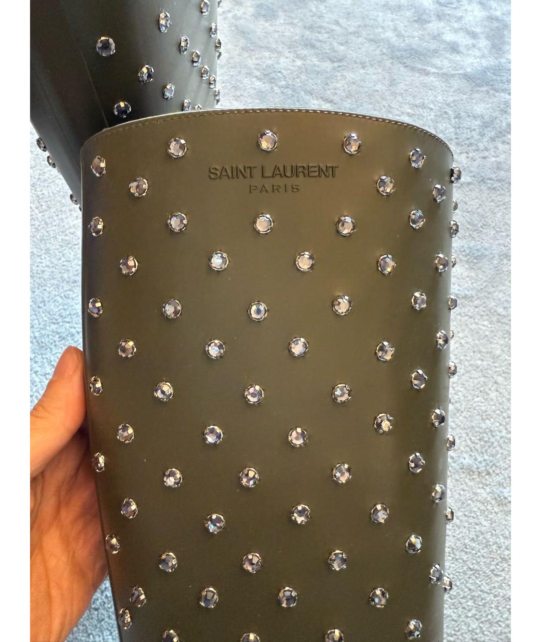 SAINT LAURENT Хаки резиновые сапоги, фото 5