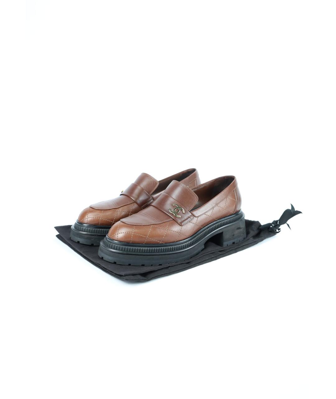 CHANEL Коричневые кожаные лоферы, фото 6