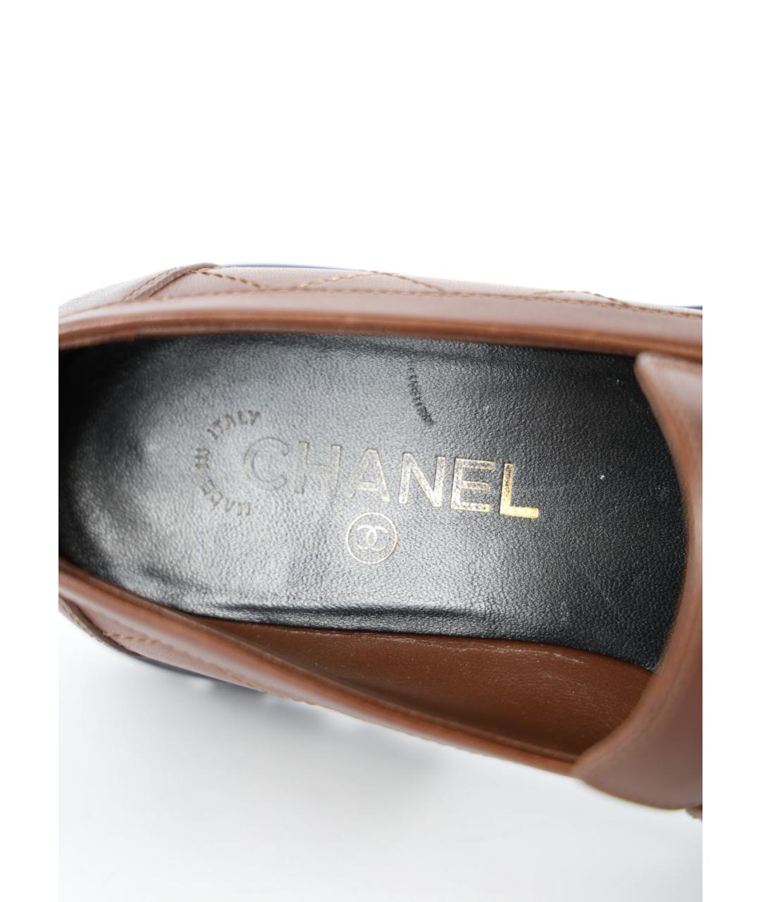 CHANEL Коричневые кожаные лоферы, фото 3