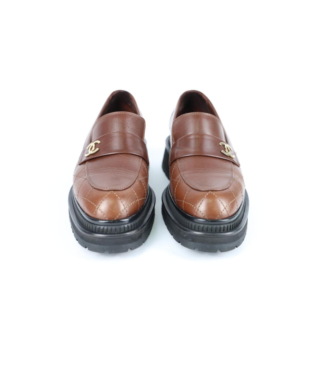 CHANEL Коричневые кожаные лоферы, фото 2