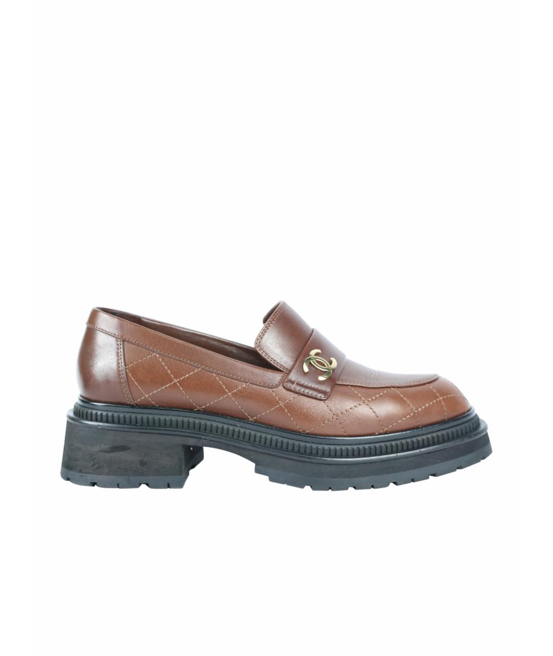 CHANEL Коричневые кожаные лоферы, фото 1