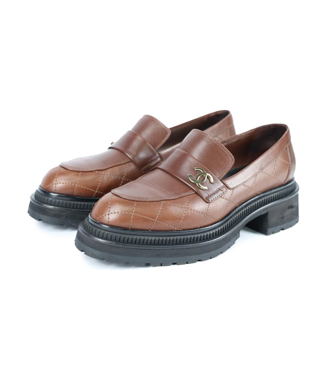 CHANEL Коричневые кожаные лоферы, фото 5