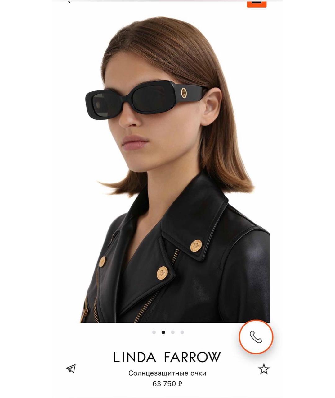 LINDA FARROW Черные пластиковые солнцезащитные очки, фото 5