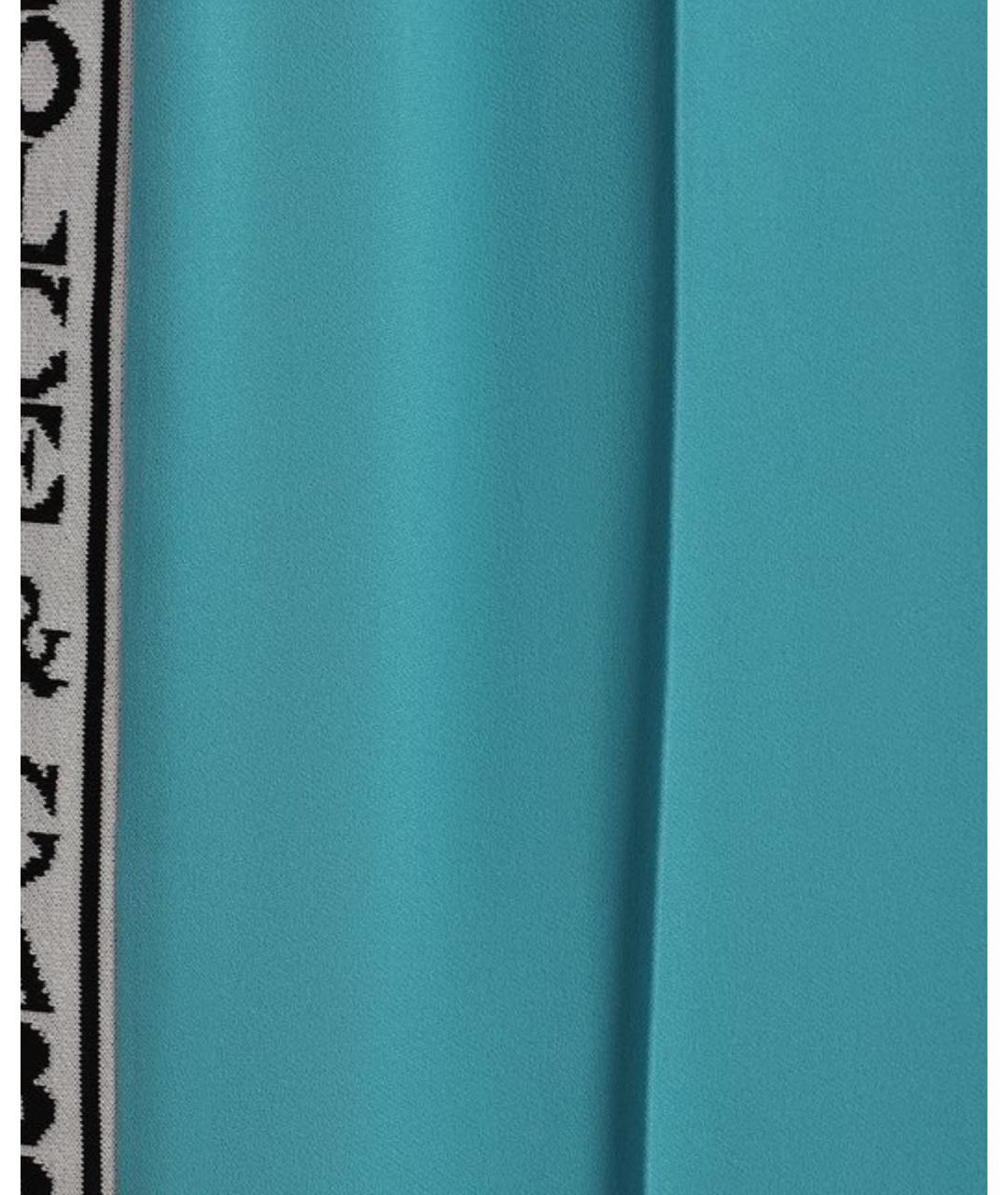 DOLCE&GABBANA Бирюзовые вискозные повседневные брюки, фото 4