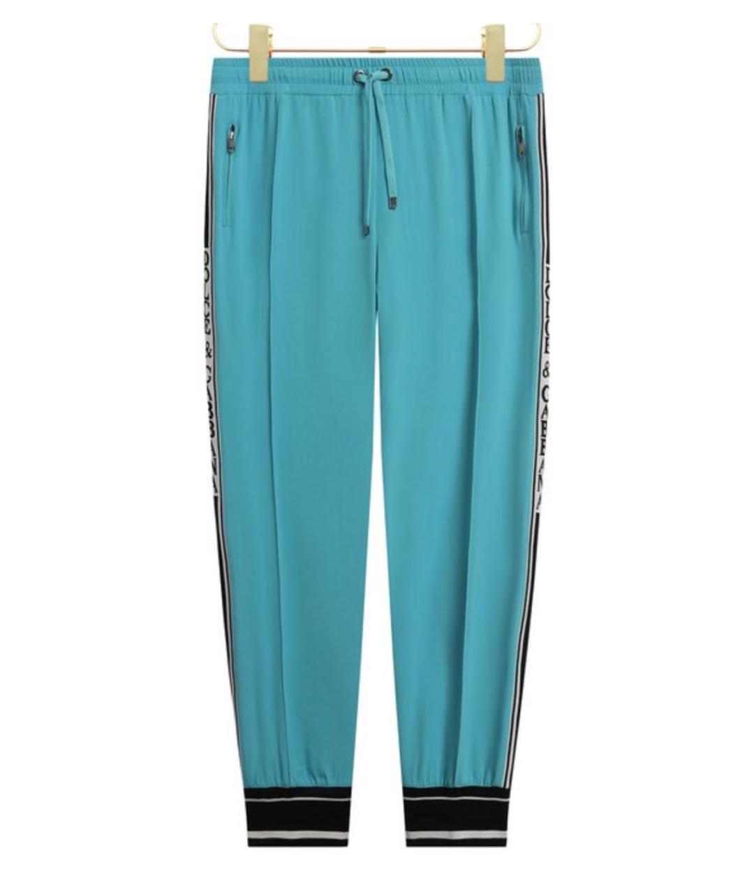 DOLCE&GABBANA Бирюзовые вискозные повседневные брюки, фото 9