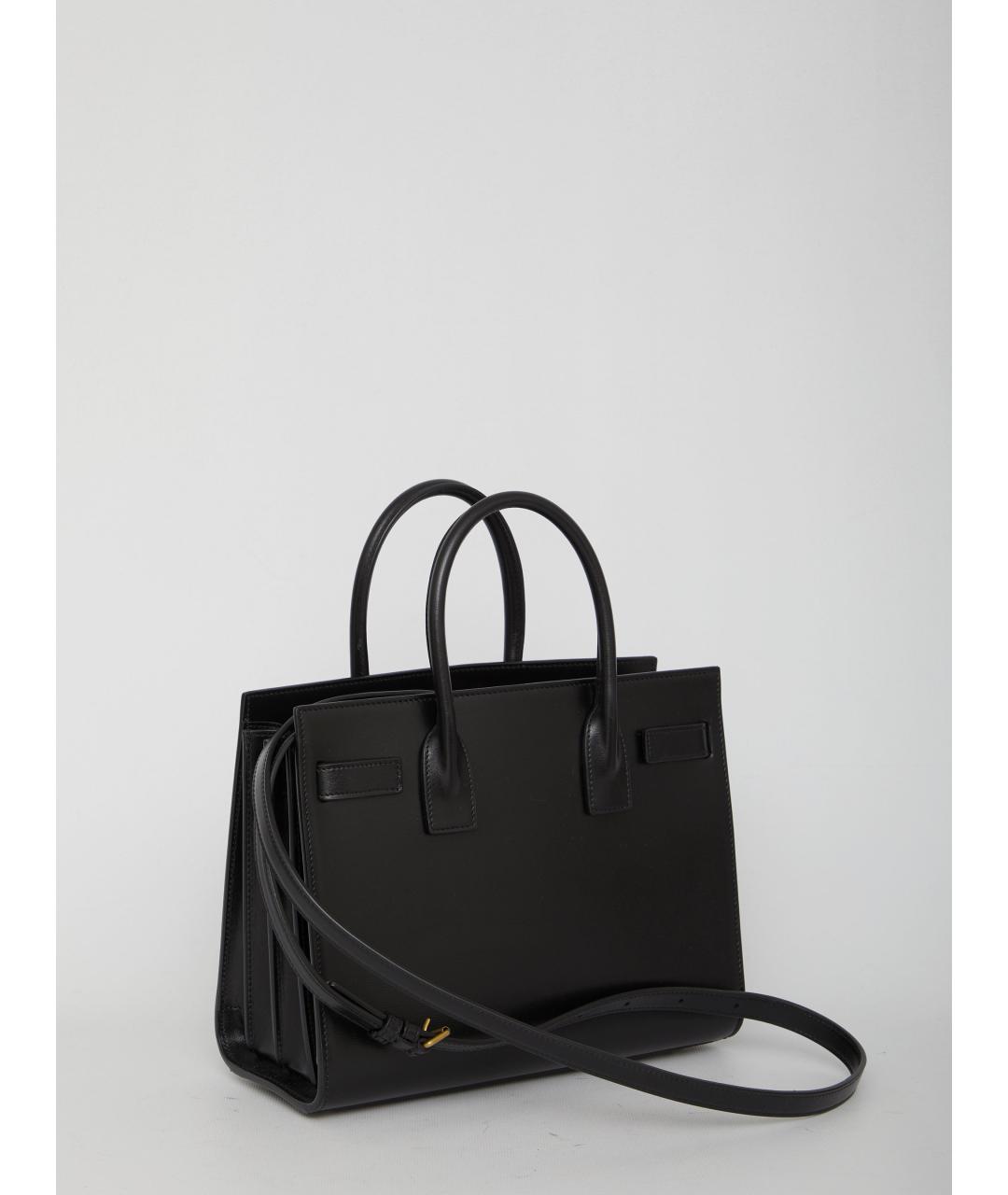 SAINT LAURENT Черная кожаная сумка тоут, фото 2