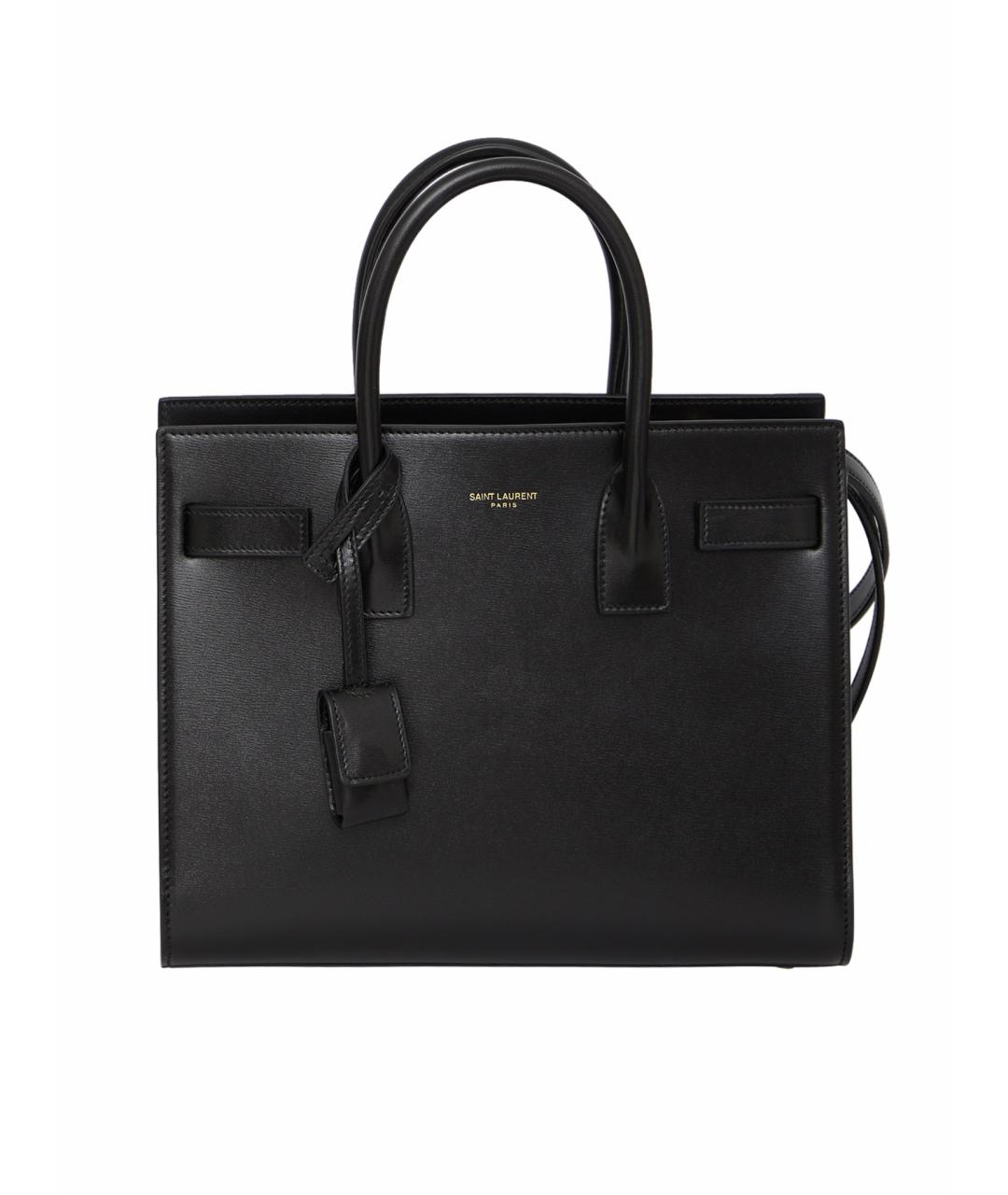 SAINT LAURENT Черная кожаная сумка тоут, фото 1