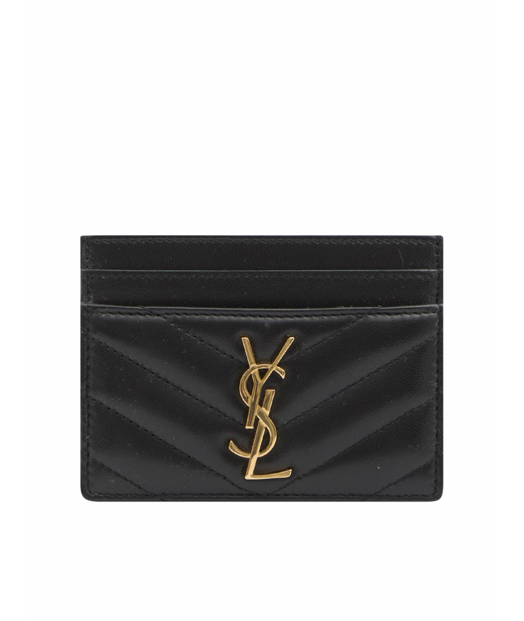 SAINT LAURENT Черный кожаный кардхолдер, фото 1