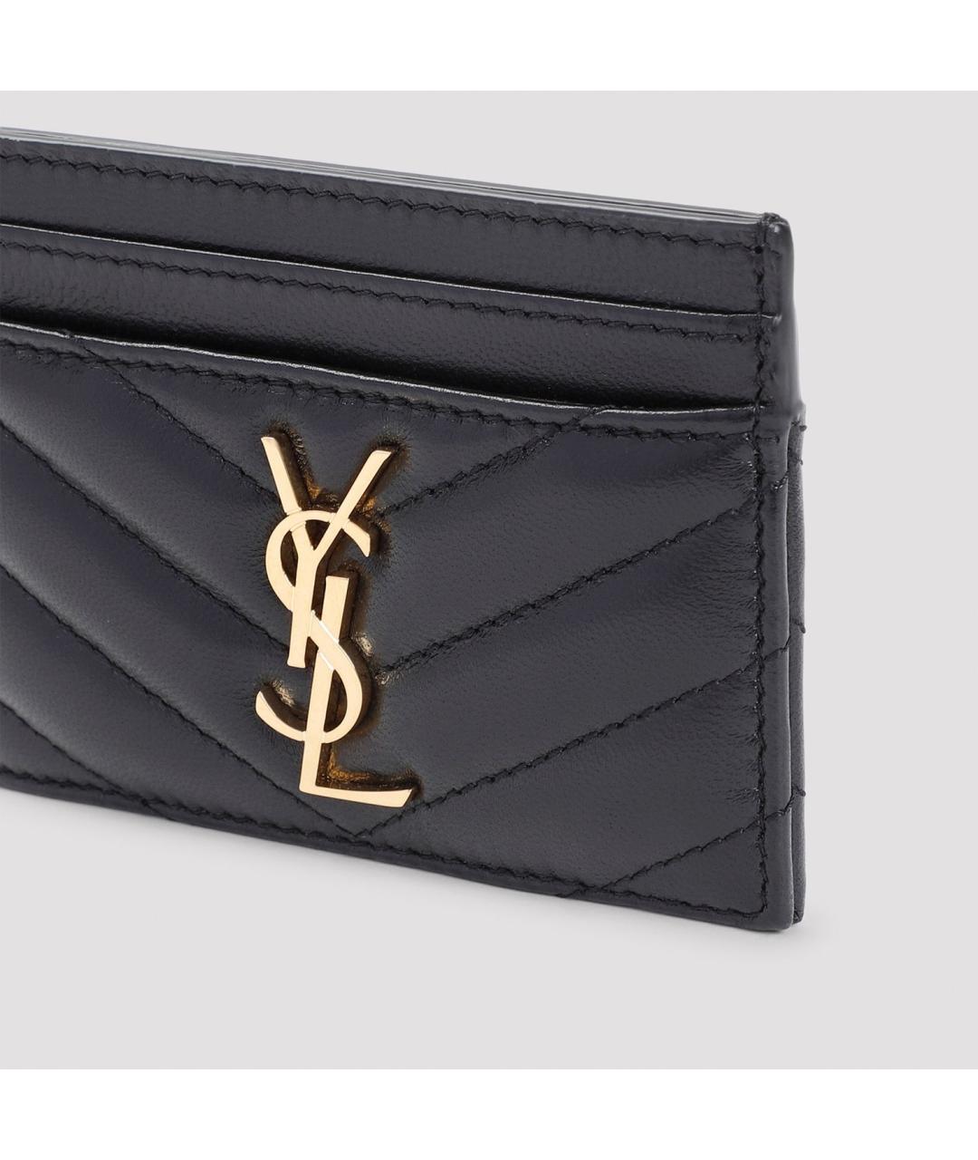 SAINT LAURENT Черный кожаный кардхолдер, фото 5